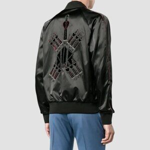 Valentino Garavani Love Blade Bomber Jacket Men’s 48 Black Embroidered $3618